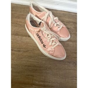 Adidas Sleek Platform Pink Satin Low Top Sneakers Shoes Women‎ G27341 size 8